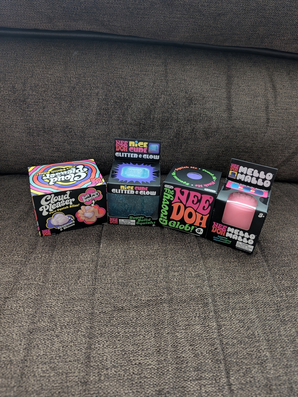 Needoh Cloud Pleaser, Glitter Glow, Groovy Glob&Mello Mallo